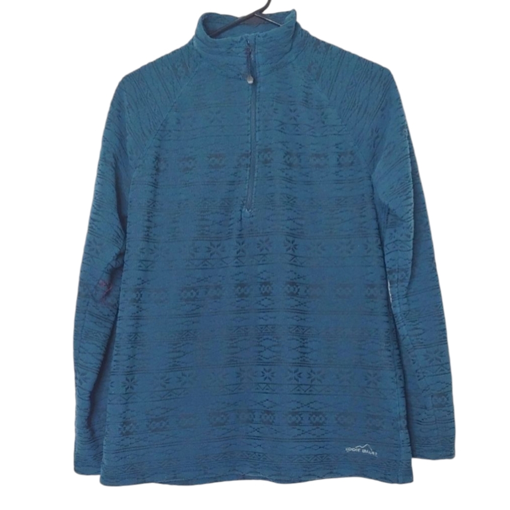 Eddie Bauer Women's Blue Aztec Pullover Half Zip Outdoor Sweatshirt Size Large
